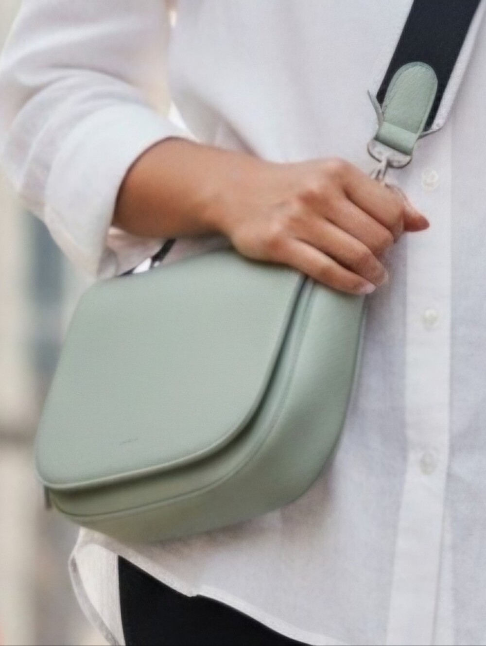 NWT IZOD Sage Green Saddle Bag Crossbody Purse Adjustable Logo Strap